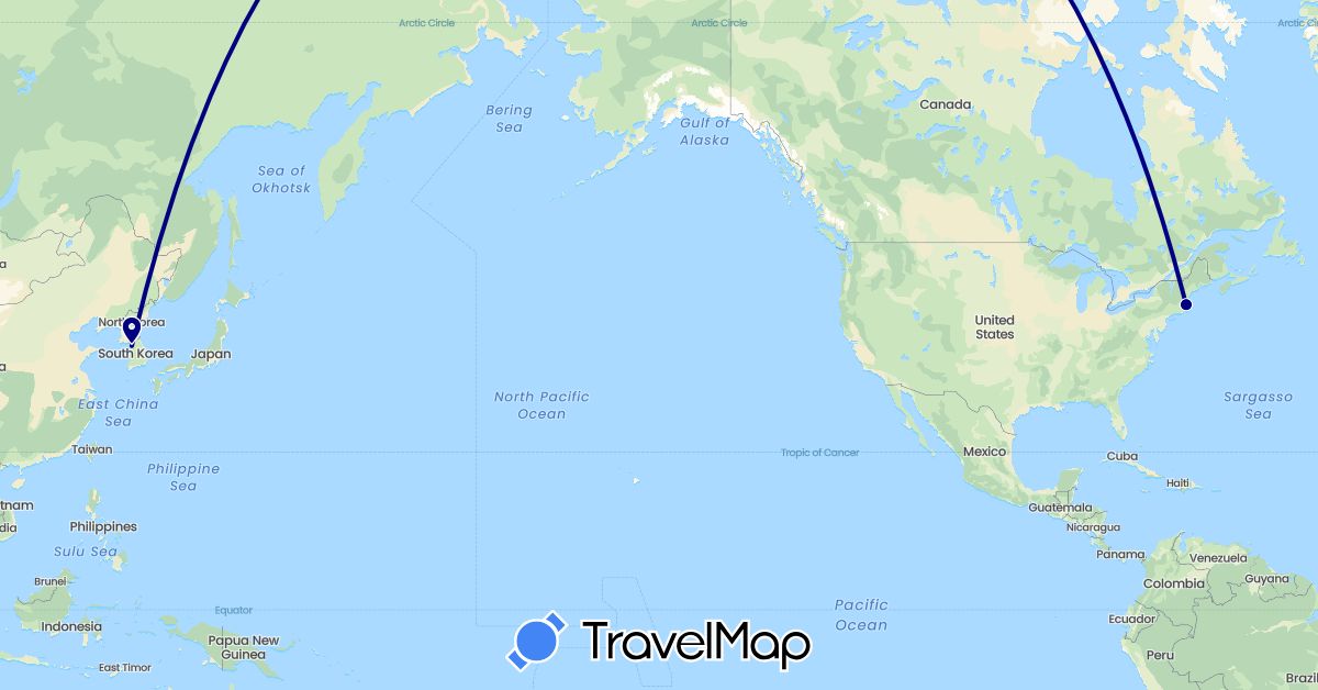TravelMap itinerary: driving in South Korea, United States (Asia, North America)
